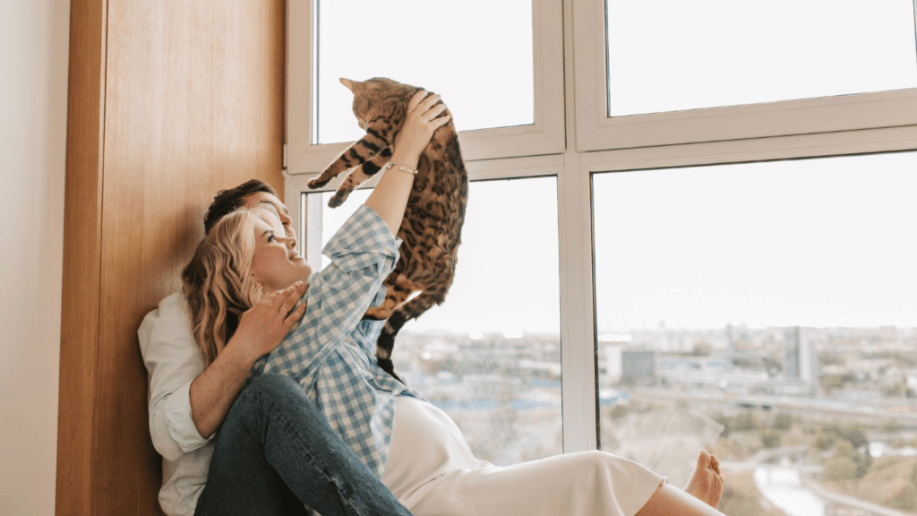 Couple Playing with cat 